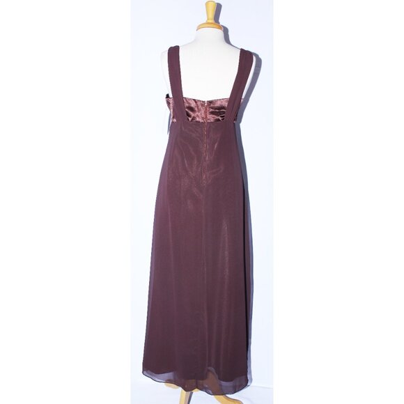 NWOT Juno #775 Chiffon and Satin Vintage Goddess Bridesmaid Dress-Size S-BROWN - Picture 3 of 5